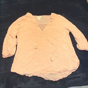 3/4 sleeve blouse pink